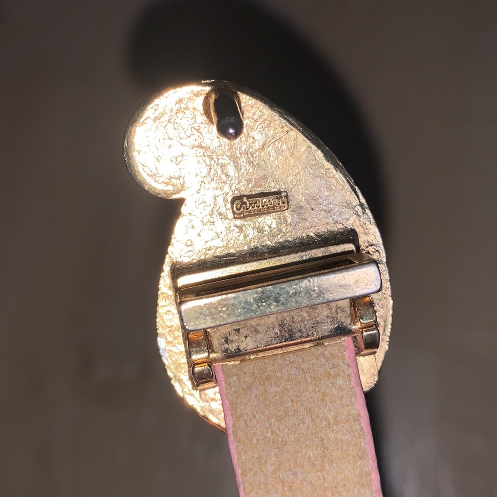 TANJAY Vintage Gold Paisley Thin Leather Belt - Picture 5 of 6